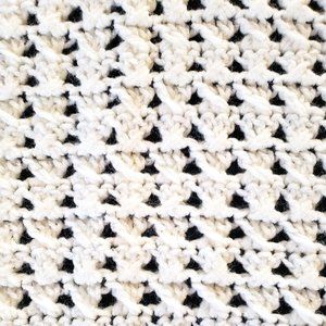 Handmade Crochet White Pearl Yarn Rectangle Child Kid Baby Blanket